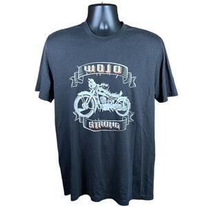 WOJO Strong Biker Graphic Tee - Black Crew Y2K Retro Motorcycle